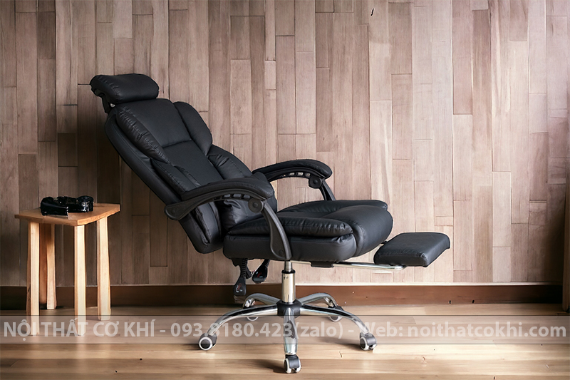 Ghế Xoay Da Màu Đen Ngã Lưng Kèm Gác Chân AK936